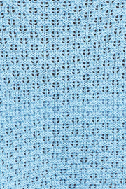 Blue Crochet Knit Top Collared