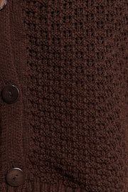 Brown Crochet Knit Top Collared