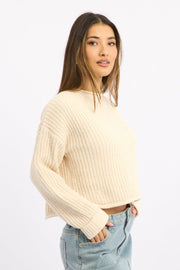 White Chenille Knit Jumper Long Sleeve