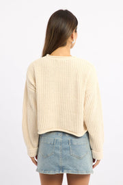 White Chenille Knit Jumper Long Sleeve