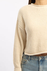 White Chenille Knit Jumper Long Sleeve