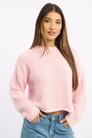 Pink Chenille Knit Jumper Long Sleeve