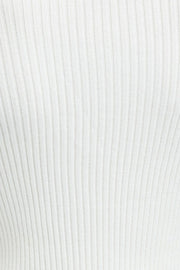 White Cut Out Knit Top Long Sleeve