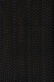 Black Collared Knit Top Short Sleeve Button Up