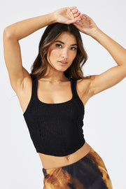 Black Crochet Knit Top