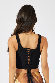 Black Crochet Knit Top