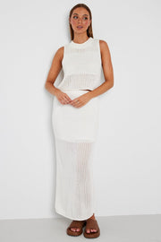 White Crochet Knit Tank Top