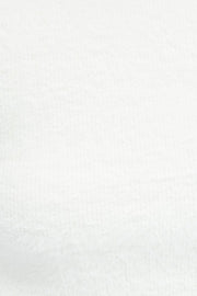 White Fluffy Knit Top Short Sleeve Crew Neck