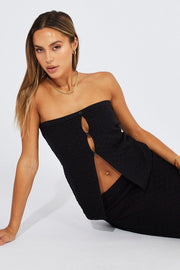Black Knit Bandeau Top Longline