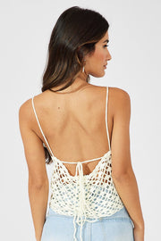 White Crochet Knit Top