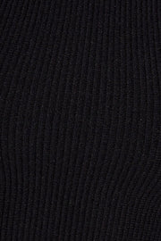 Black Knit Top Ribbed High Neck