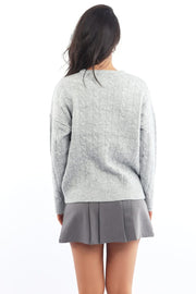 Grey Knit Jumper Long Sleeve Cable