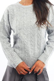 Grey Knit Jumper Long Sleeve Cable