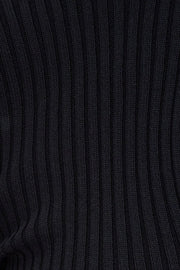 Black Knit Top Cut Out Long Sleeve Ribbed
