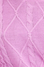 Pink Knit Jumper Long Sleeve Cabled Crop
