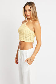 Yellow Halter Neck Knit Top