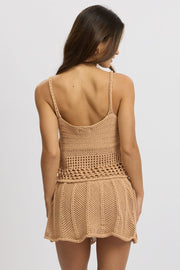 Beige Crochet Knit Tank Top