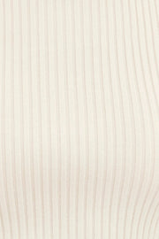White Knit Top Sleeveless Roll Neck Crop