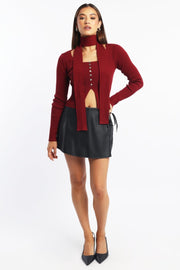 Red Knit Top Long Sleeve Scarf