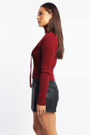 Red Knit Top Long Sleeve Scarf