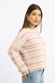 Pink Stripe Knit Jumper Long Sleeve Multi Stripe
