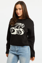 Black Cherry Knit Top Long Sleeve
