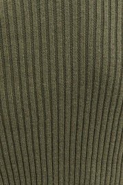 Green Knit Top Long Sleeve Crop