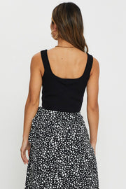 Black Knit Top Sleeveless Sweetheart