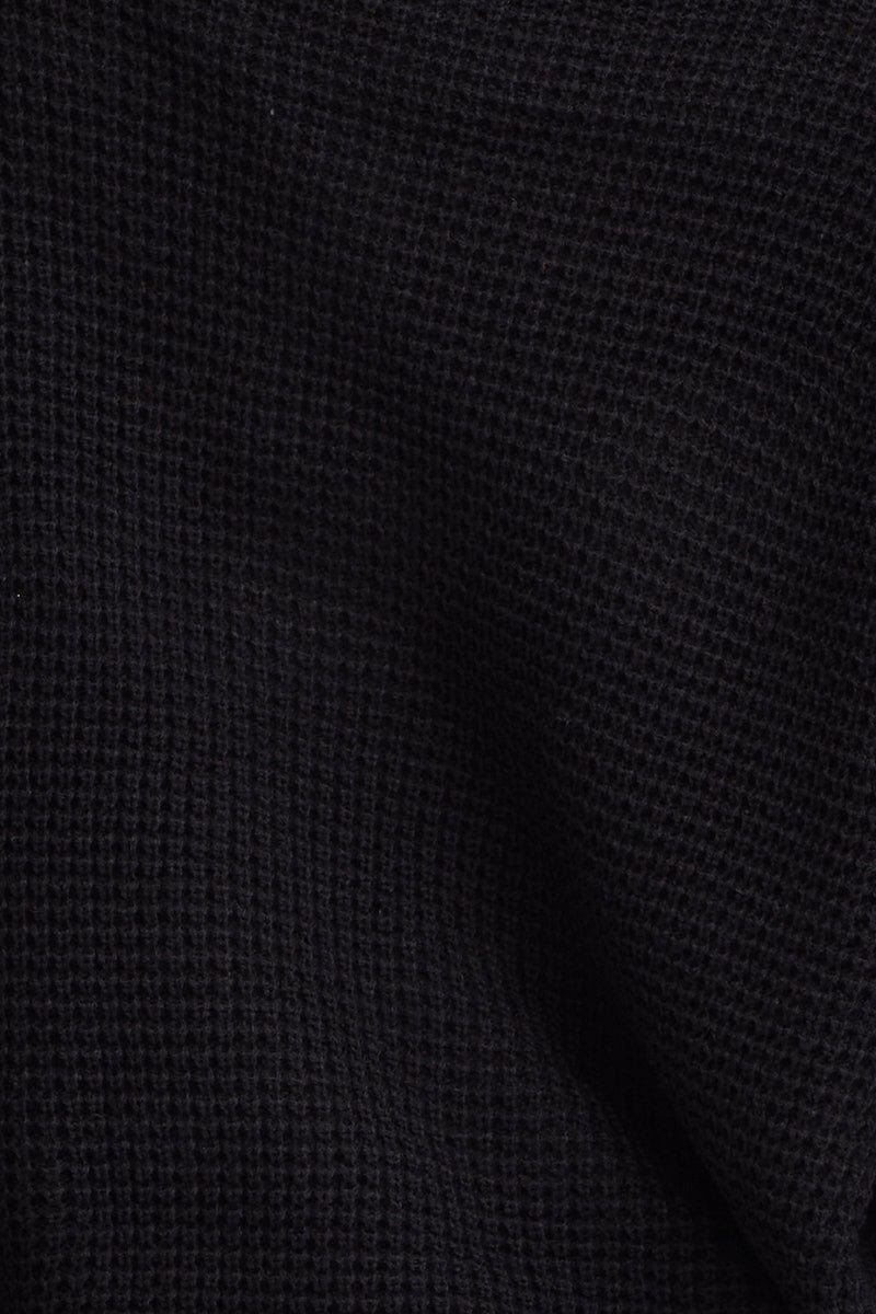 Black Knit Top Long Sleeve Oversized Turtleneck
