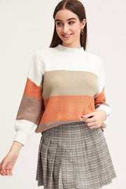 Stripe Knit Top Long Sleeve Colour Block