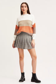 Stripe Knit Top Long Sleeve Colour Block