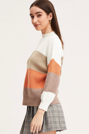 Stripe Knit Top Long Sleeve Colour Block