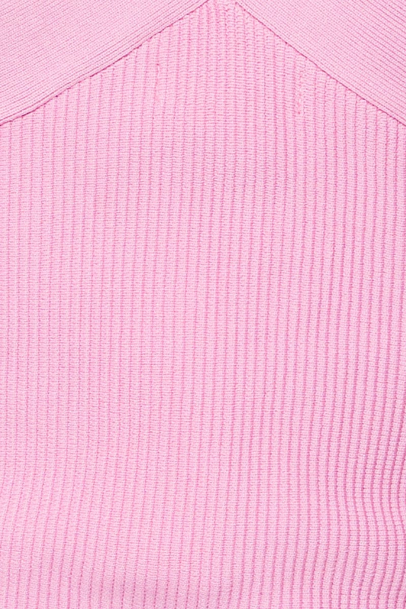 Pink Knit Top Sleeveless Halter