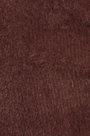 Brown Fluffy Knit Drawstring Top