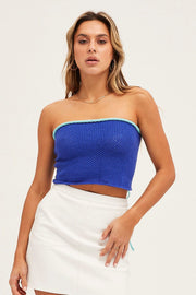 Blue Knit Crop Top