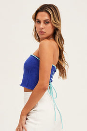 Blue Knit Crop Top