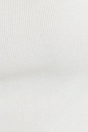 White Notched Neck Cap Sleeve Knit Top