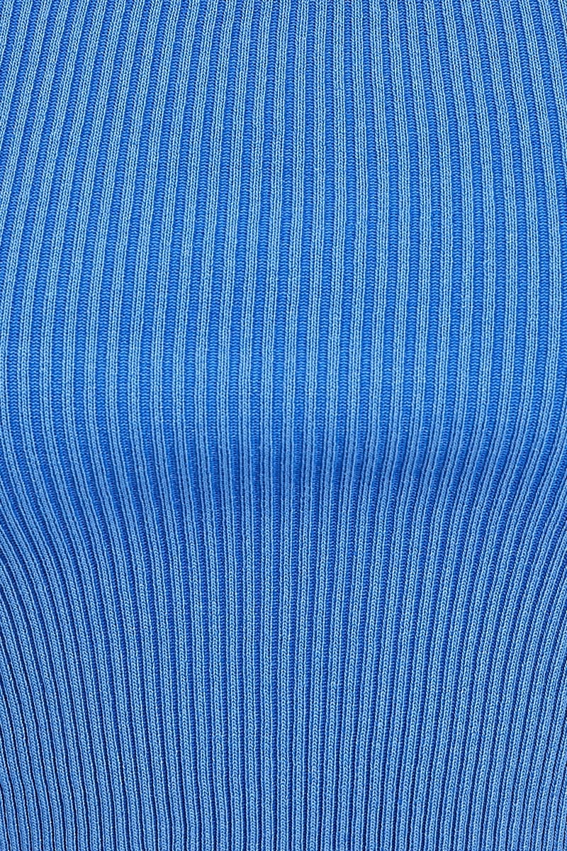Blue Short Sleeve Knit Top